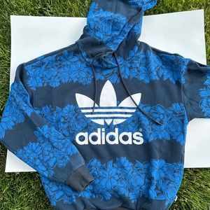 Adidas Black and Blue Floral Sweatshirt